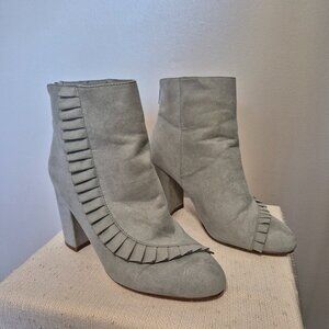 Faux Suede Booties w Ruffle
